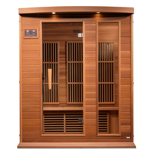 Golden Designs Maxxus 3 Per Near Zero EMF FAR Infrared Carbon Canadian Red Cedar Sauna - Golden Designs - Ambient Home