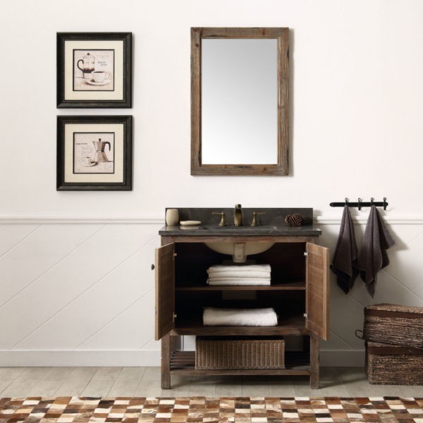 Legion Furniture 36 Inch Solid Wood Vanity in Brown with Moon Stone Top | WH5136-BR - Legion Furniture - Ambient Home