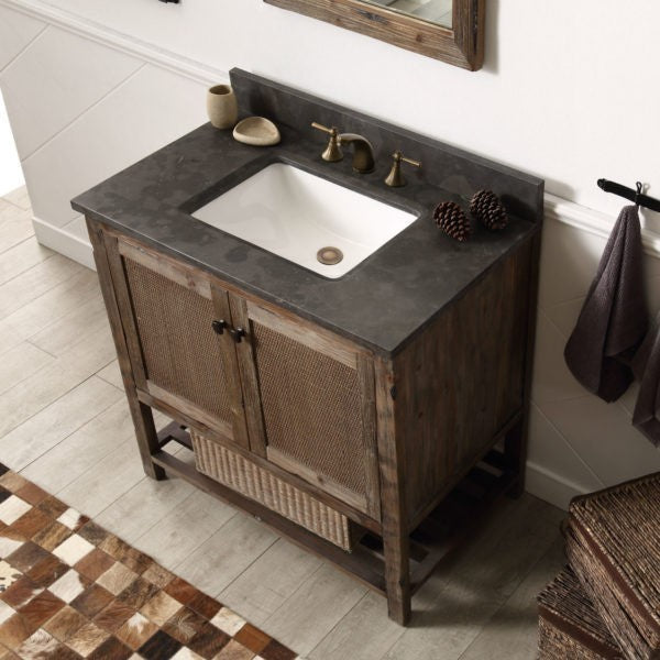 Legion Furniture 36 Inch Solid Wood Vanity in Brown with Moon Stone Top | WH5136-BR - Legion Furniture - Ambient Home