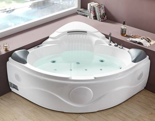 Platinum AM505 Corner Whirlpool Bathtub (61"L x 61"W x 31.5"H) - Platinum - Ambient Home