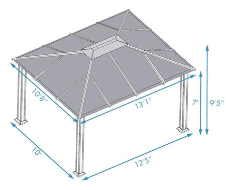 Paragon Outdoor Santa Monica GZ3 11' x 13' Hard Top Gazebo with Rust Free Aluminum Structure, Powder Coated Frame and Twin Layer Aluminum Roof - Paragon Outdoor - Ambient Home