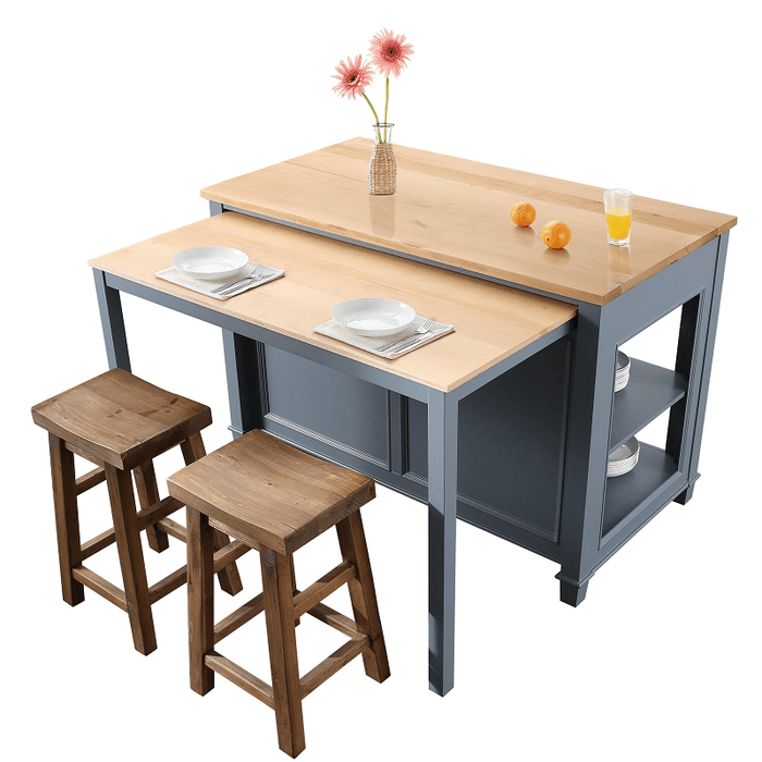 Design Element Medley 54 Inch Gray Kitchen Island with Slide Out Table - Design Element - Ambient Home