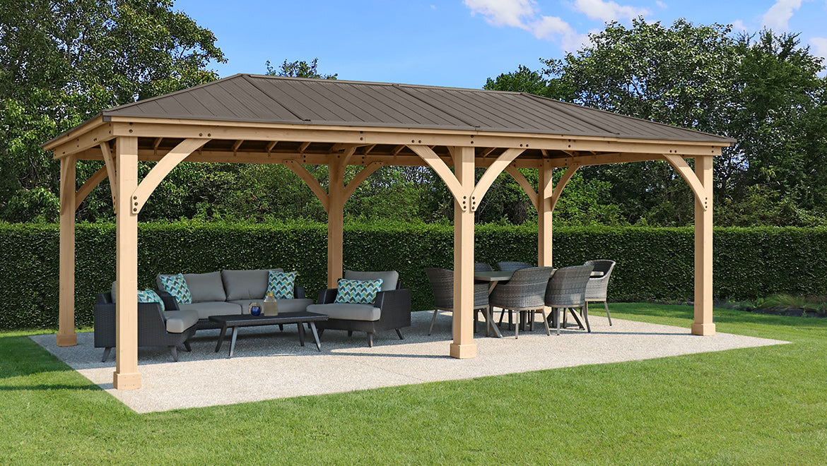 Yardistry 12 x 24 Meridian Gazebo with Cedar Wood & Aluminum Roof - Yardistry - Ambient Home