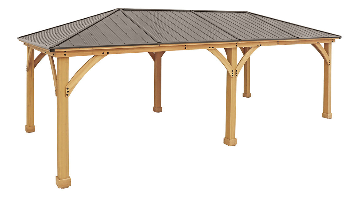 Yardistry 12 x 24 Meridian Gazebo with Cedar Wood & Aluminum Roof - Yardistry - Ambient Home