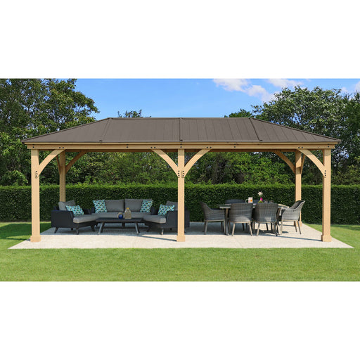 Yardistry 12 x Gazebo & Ambient with Wood Home — Meridian Roof Cedar Aluminum 24