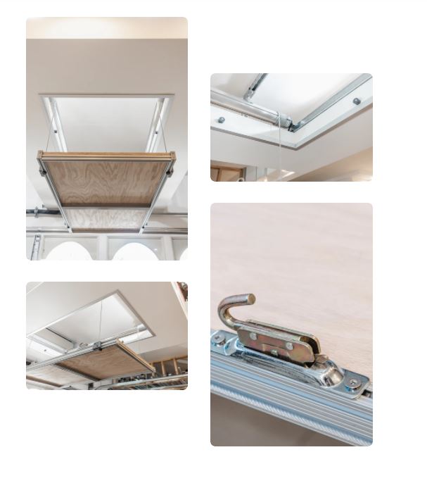 Attic Storage Lift 400 lbs - Auxx-Lift Attic Lift 1400 Silver Finish w/ Remote - Auxx Lift Attic - Ambient Home