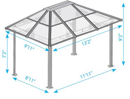 Paragon Outdoor Madrid GZ620LS 11' x 13' Hard Top Gazebo with Rust Free Aluminum Structure, Twin Layer Polycarbonate Roof and Powder Coated Frame - Paragon Outdoor - Ambient Home