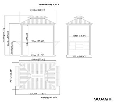 Sojag Gazebo BBQ Messina Grill 6 x 8 ft - Dark grey - Sojag Gazebo - Ambient Home