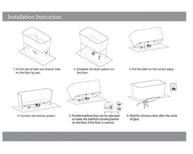 Legion Furniture WJ8643-W 63 Inch White Matt Solid Surface Tub, No Faucet - Legion Furniture Tubs - Ambient Home