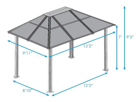 Paragon Outdoor Durham GZ3584K 10' x 13' Hard Top Gazebo with Mosquito Netting, 1.6mm Heavy Gauge Aluminum Structure, Twin Layer Aluminum Roof and 100% Rust Free Material - Paragon Outdoor - Ambient Home