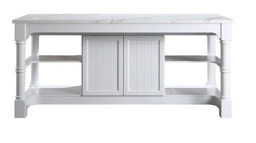 Design Element  Monterey 80 In. Kitchen Island With White Quartz Sintered Stone/Espresso Wood Veneer Countertop in White - Design Element - Ambient Home