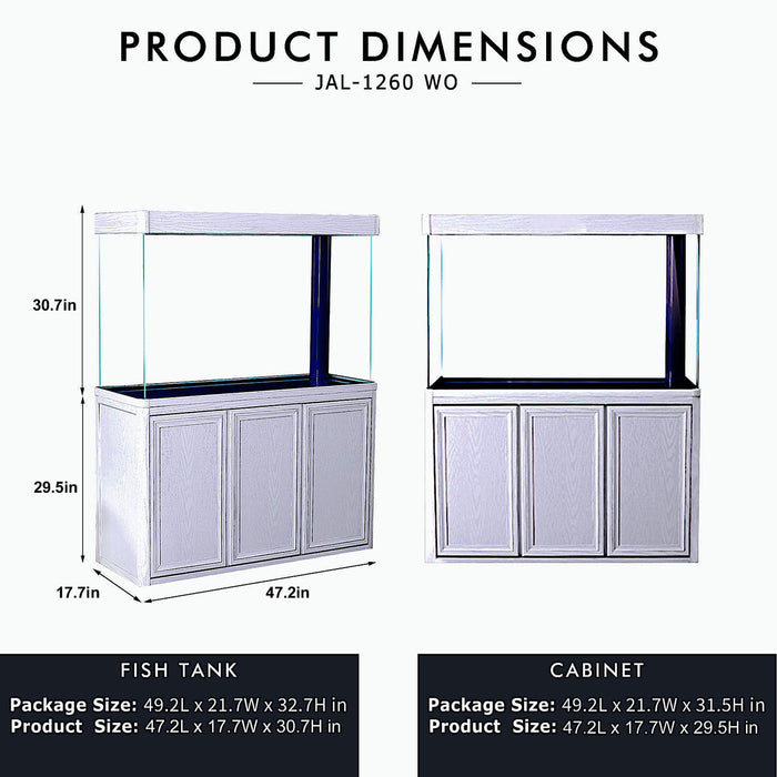 Aqua Dream 135 Gallon Tempered Glass Aquarium White Oak [AD-1260-WO] - Aquadream - Ambient Home