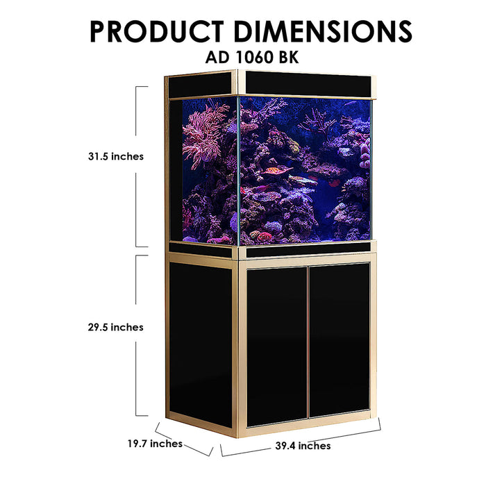 Aqua Dream 100 Gallon Tempered Glass Aquarium Black and Gold [AD-1060-BK] - Aquadream - Ambient Home