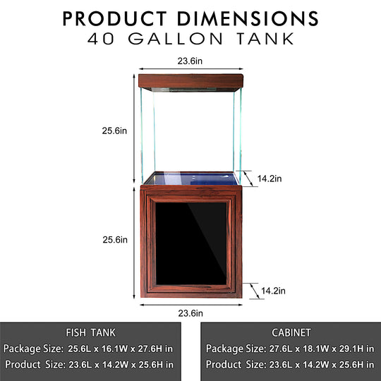 Aqua Dream 40 Gallon Tempered Glass Aquarium Redwood [AD-620-RW] - Aquadream - Ambient Home