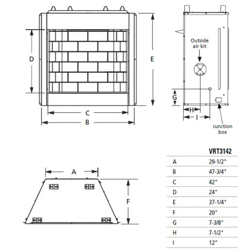 Superior 42" Firebox, 24" Tall Opening, Back Bay Brown Fiber Liners - Superior - Ambient Home