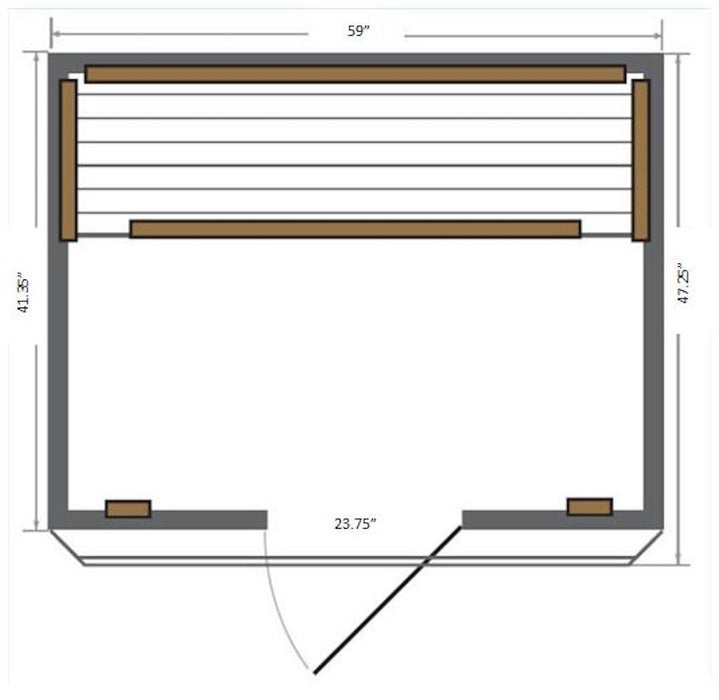 SunRay 2 Person Baldwin Traditional Steam Sauna (HL200SN) (75"H x 59"W x 42"D) - Sunray Saunas - Ambient Home