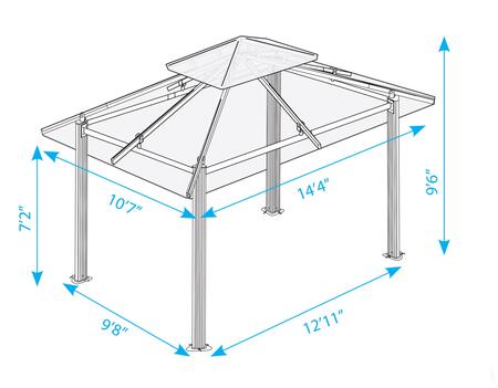 Paragon Outdoor Kingsbury  11' x 14' Gazebo with Top, Rust Free Aluminum Frame and Powder Coated Finish (Gazebo Only) - Paragon Outdoor - Ambient Home