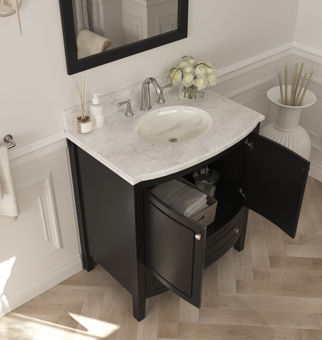 Laviva Estella 32" Espresso Bathroom Vanity With White Carrara Marble Countertop - Laviva - Ambient Home