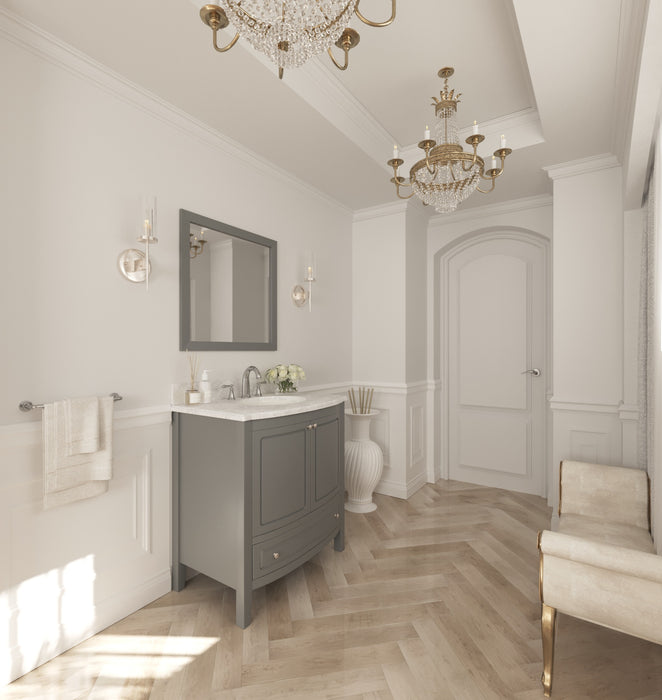 Laviva Estella 32" Grey Bathroom Vanity With White Carrara Marble Countertop - Laviva - Ambient Home