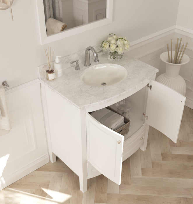 Laviva Estella 32" White Bathroom Vanity With White Carrara Marble Countertop - Laviva - Ambient Home