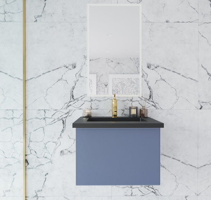 Laviva Vitri Nautical Blue Bathroom Vanity With Matte Black Viva Stone Solid Surface Countertop - Laviva - Ambient Home