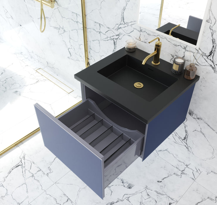 Laviva Vitri Nautical Blue Bathroom Vanity With Matte Black Viva Stone Solid Surface Countertop - Laviva - Ambient Home