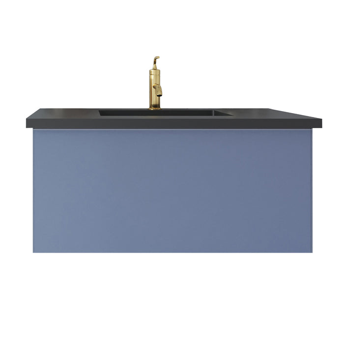 Laviva Vitri Nautical Blue Bathroom Vanity With Matte Black Viva Stone Solid Surface Countertop - Laviva - Ambient Home