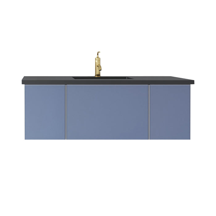 Laviva Vitri Nautical Blue Bathroom Vanity With Matte Black Viva Stone Solid Surface Countertop - Laviva - Ambient Home