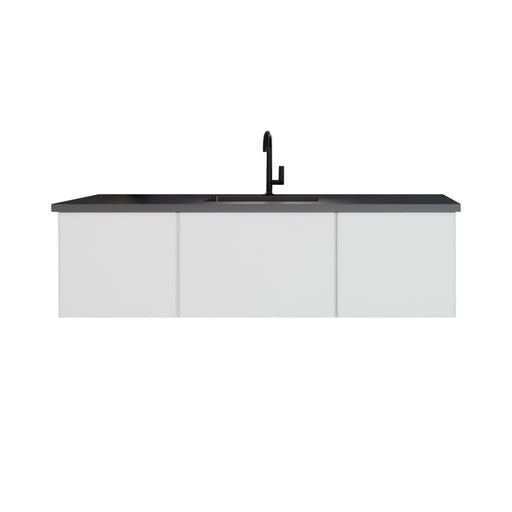 Laviva Vitri Cloud White Single Sink Bathroom Vanity With Matte Black Viva Stone Solid Surface Center Sink Countertop - Laviva - Ambient Home