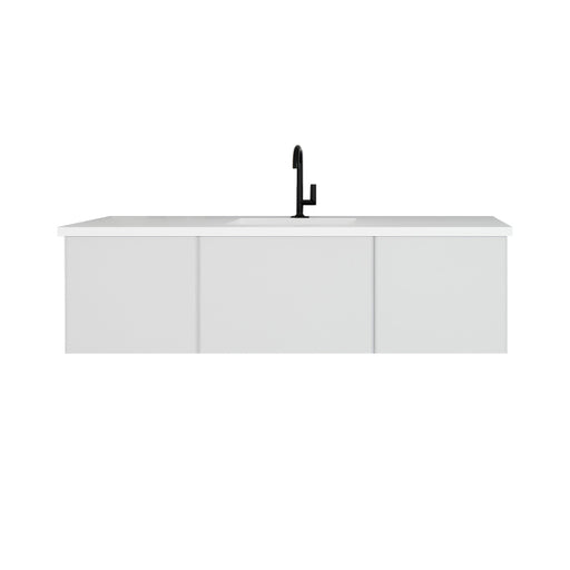 Laviva Vitri Cloud White Single Sink Bathroom Vanity With Matte White Viva Stone Solid Surface Center Sink Countertop - Laviva - Ambient Home