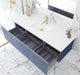 Laviva Vitri Nautical Blue Single Sink Bathroom Vanity With Matte White Viva Stone Solid Surface Center Sink Countertop - Laviva - Ambient Home