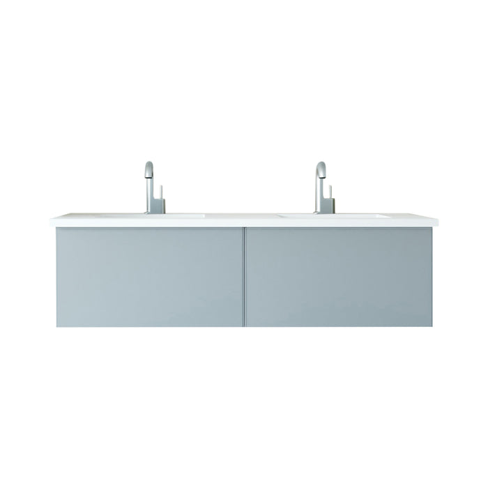 Laviva Vitri Fossil Grey Double Sink Bathroom Vanity With Matte White Viva Stone Solid Surface Double Sink Countertop - Laviva - Ambient Home