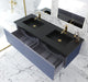 Laviva Vitri Nautical Blue Double Sink Bathroom Vanity With Matte Black Viva Stone Solid Surface Double Sink Countertop - Laviva - Ambient Home