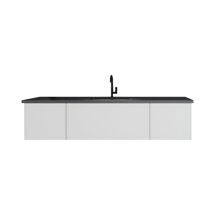 Laviva Vitri Cloud White Single Sink Bathroom Vanity With Matte Black Viva Stone Solid Surface Center Sink Countertop - Laviva - Ambient Home