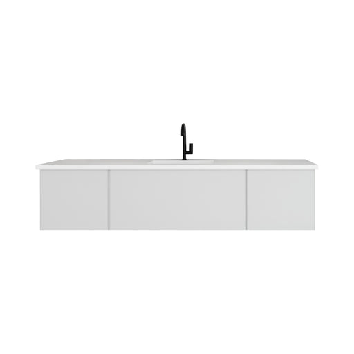 Laviva Vitri Cloud White Single Sink Bathroom Vanity With Matte White Viva Stone Solid Surface Center Sink Countertop - Laviva - Ambient Home