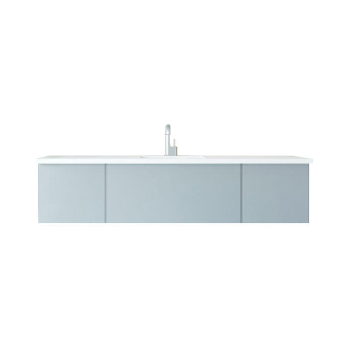 Laviva Vitri Fossil Grey Single Sink Bathroom Vanity With Matte White Viva Stone Solid Surface Center Sink Countertop - Laviva - Ambient Home