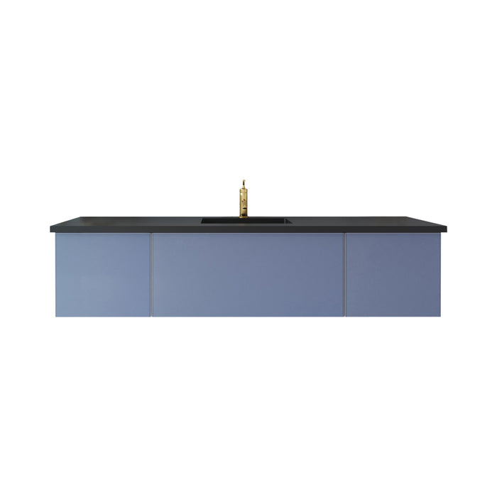 Laviva Vitri Nautical Blue Single Sink Bathroom Vanity With Matte Black Viva Stone Solid Surface Center Sink Countertop - Laviva - Ambient Home