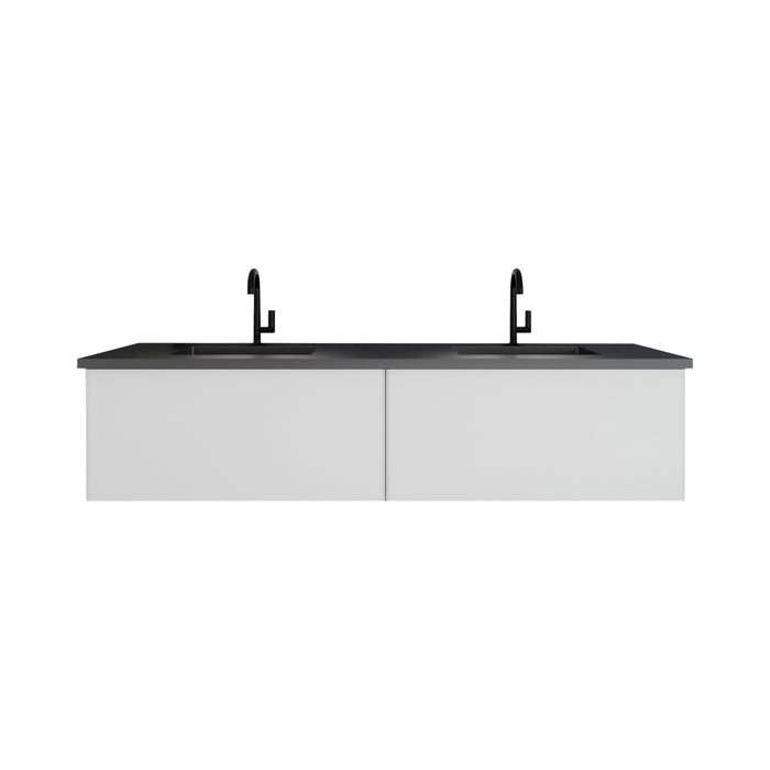 Laviva Vitri 60" Cloud White Double Sink Bathroom Vanity With Matte Black Viva Stone Solid Surface Double Sink Countertop - Laviva - Ambient Home