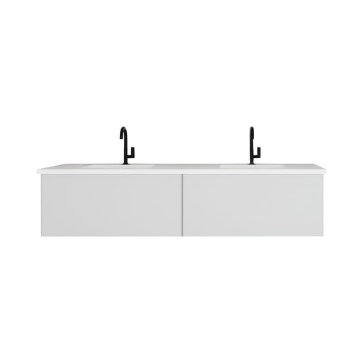 Laviva Vitri Cloud White Double Sink Bathroom Vanity With Matte White Viva Stone Solid Surface Double Sink Countertop - Laviva - Ambient Home