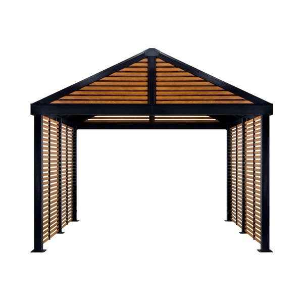 Sojag Gazebo Boda Wood Finish Metal Rectangle Sun Shelter with Steel Roof (exterior: 11.91-ft X 11.91-ft) - Sojag Gazebo - Ambient Home