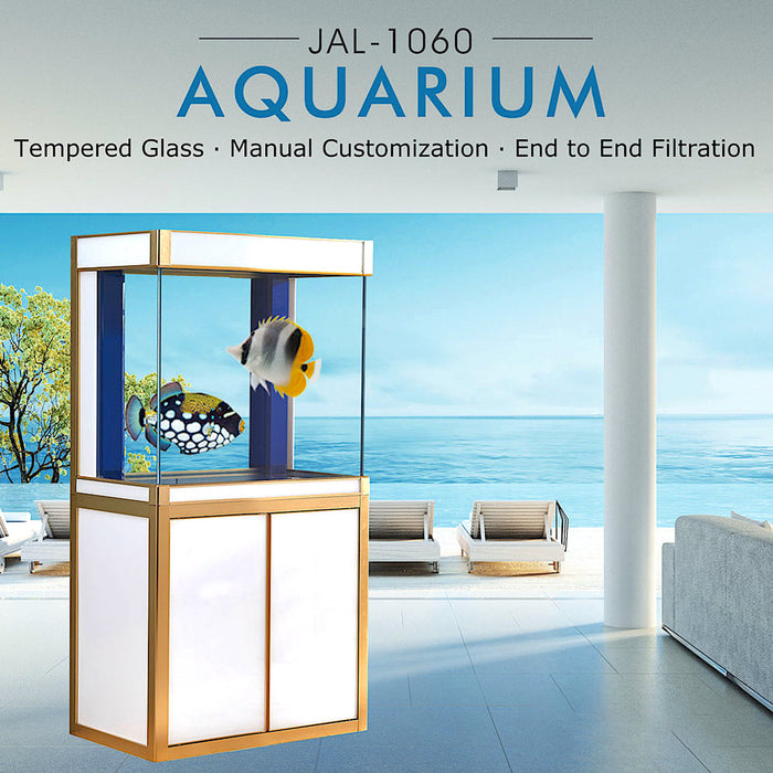 Aqua Dream 100 Gallon Tempered Glass Aquarium White and Gold [AD-1060-WT] - Aquadream - Ambient Home