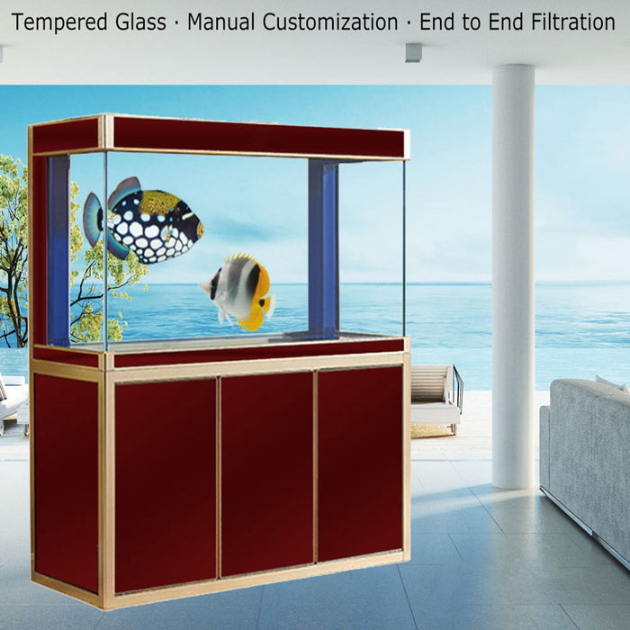 Aqua Dream 135 Gallon Tempered Glass Aquarium Red and Gold [AD-1260-RD] - Aquadream - Ambient Home