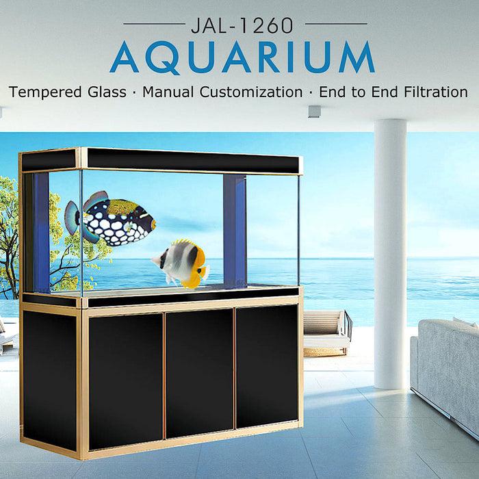Aqua Dream 135 Gallon Tempered Glass Aquarium Black With Gold [AD-1260-BK] - Aquadream - Ambient Home