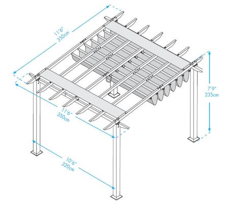 Paragon Outdoor Florence PR100N1 11' x 11' Aluminum Pergola with the Look of Canadian Cedar Wood Grain Finish and Convertible Canopy - Paragon Outdoor - Ambient Home