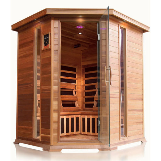 SunRay 4 Person Cedar Bristol Bay Infrared Sauna (HL400KC) (75"H x 65"W x 65"D) - Sunray Saunas - Ambient Home