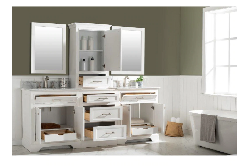 Design Element ML-84MC-WT Milano 84" Double Sink White Bathroom Vanity Modular Set - Design Element - Ambient Home