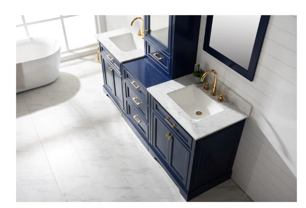 Design Element Milano 96" Double Sink Bathroom Blue Vanity Modular Set - Design Element - Ambient Home