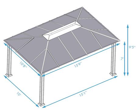 Paragon Outdoor Santa Monica GZ3XL 11' x 16' Hard Top Gazebo with Rust Free Aluminum Structure, Powder Coated Frame and Twin Layer Aluminum Roof - Paragon Outdoor - Ambient Home