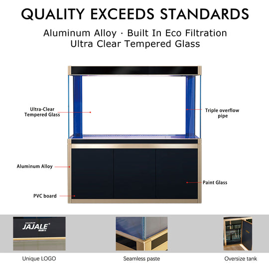 Aqua Dream 220 Gallon Tempered Glass Aquarium Black and Gold [AD-1760-BK] - Aquadream - Ambient Home