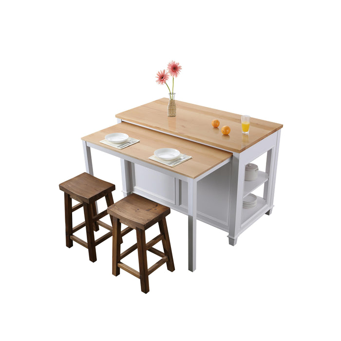 Design Element Medley 54 Inch White Kitchen Island with Slide Out Table - Design Element - Ambient Home